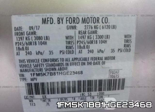 1FM5K7B81HGE23468 фото 10