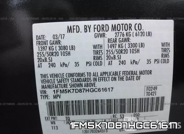 1FM5K7D87HGC61617 фото 10