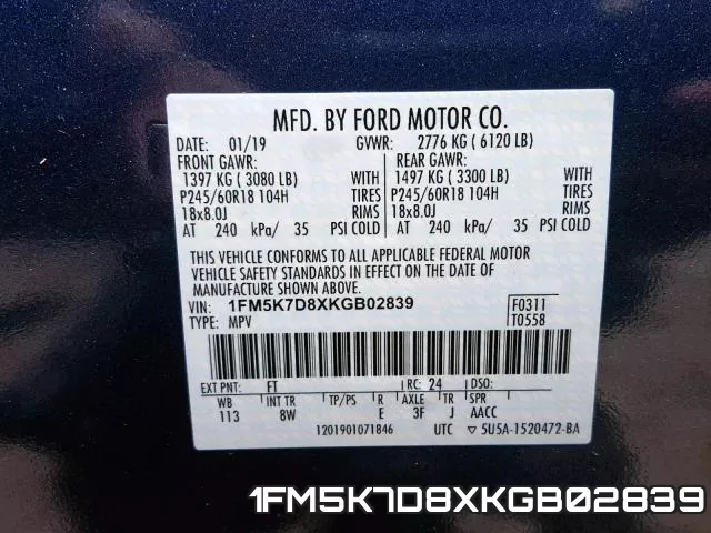 1FM5K7D8XKGB02839 фото 2