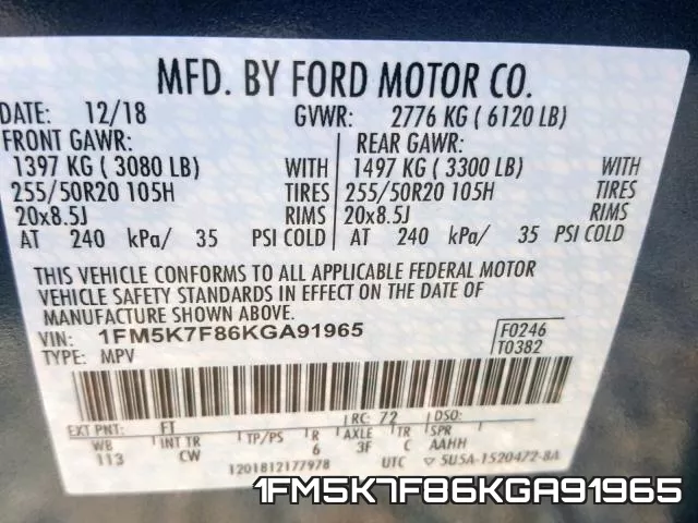 1FM5K7F86KGA91965 фото 2