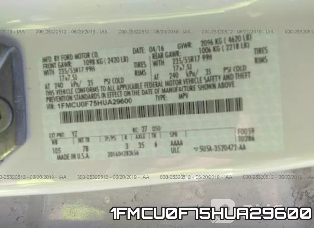 1FMCU0F75HUA29600 фото 10