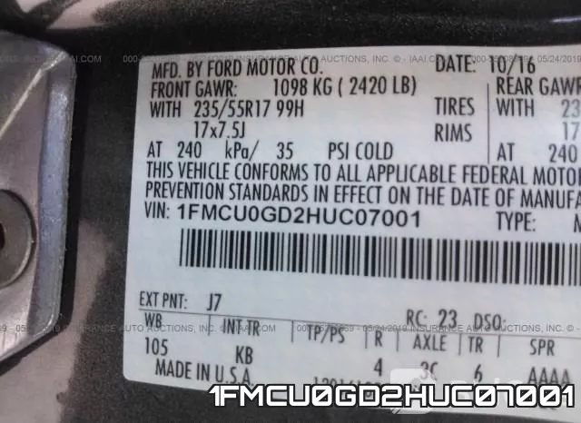 1FMCU0GD2HUC07001 фото 10