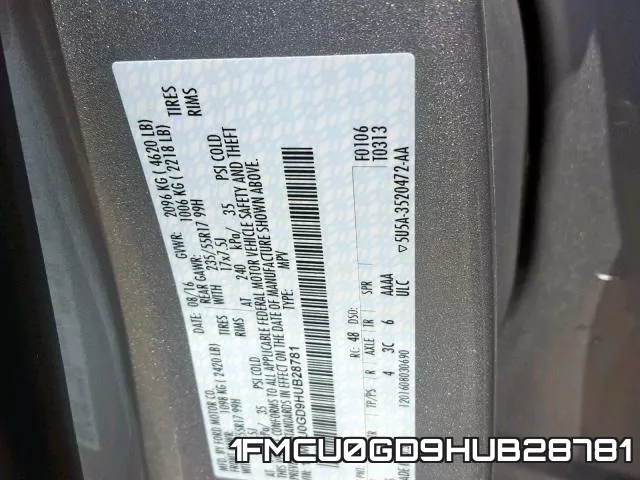 1FMCU0GD9HUB28781 фото 2