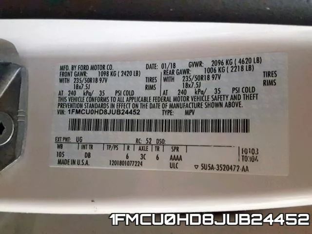 1FMCU0HD8JUB24452 фото 2