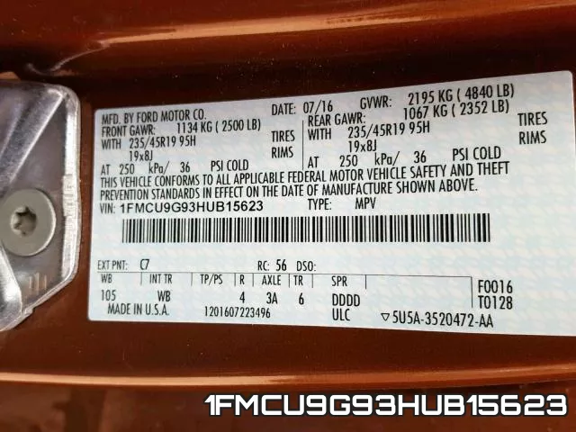 1FMCU9G93HUB15623 фото 2