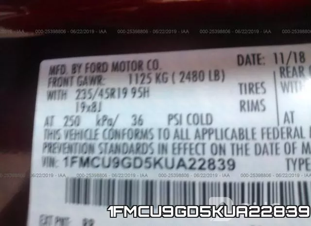 1FMCU9GD5KUA22839 фото 10