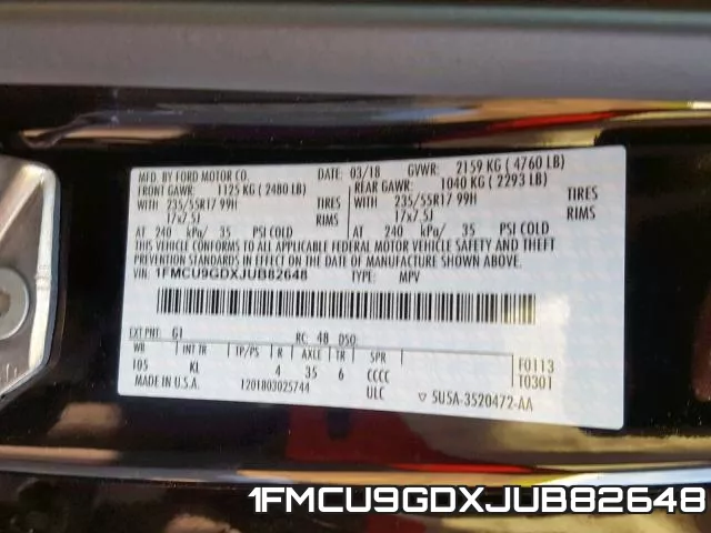 1FMCU9GDXJUB82648 фото 2