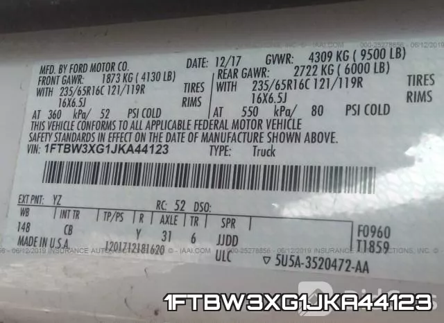 1FTBW3XG1JKA44123 фото 10