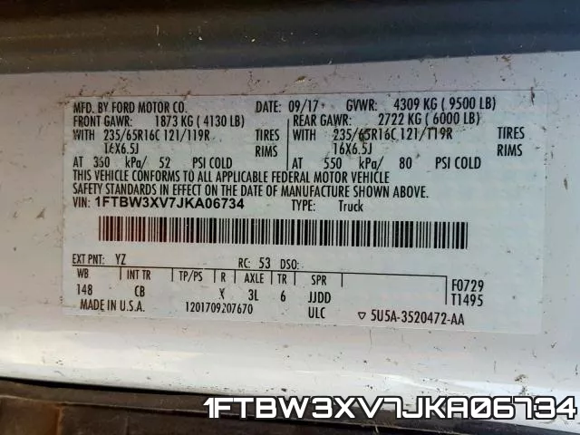 1FTBW3XV7JKA06734 фото 2