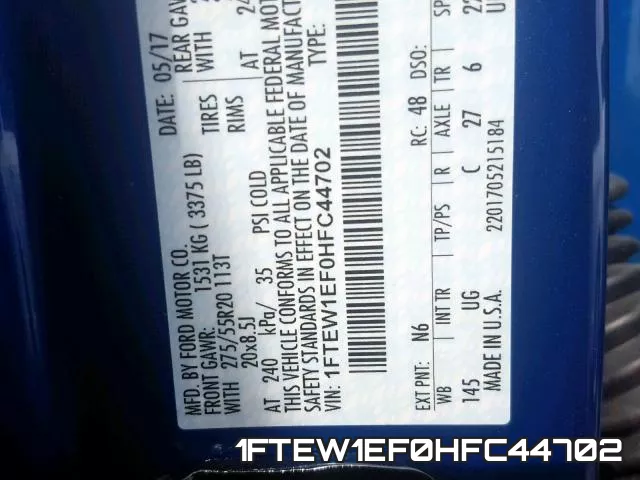 1FTEW1EF0HFC44702 фото 2