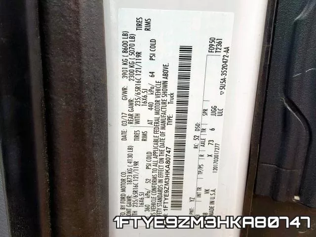 1FTYE9ZM3HKA80747 фото 2