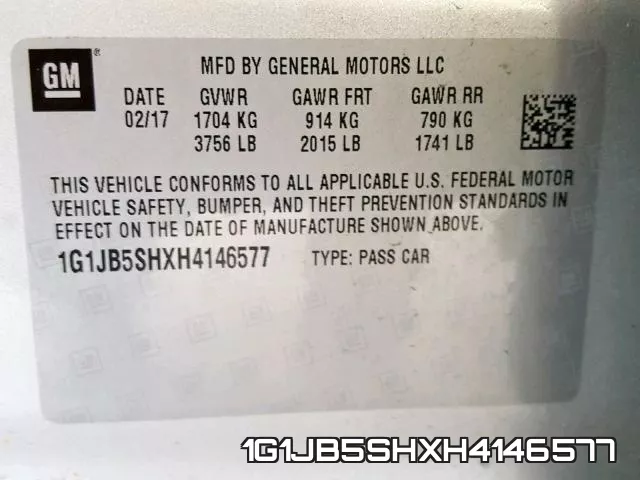 1G1JB5SHXH4146577 фото 2