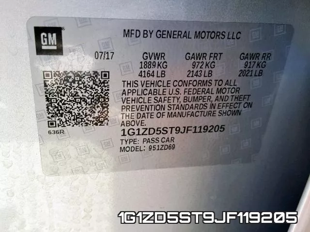 1G1ZD5ST9JF119205 фото 2