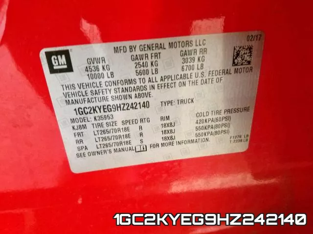 1GC2KYEG9HZ242140 фото 2