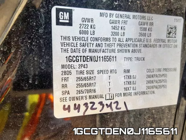 1GCGTDEN0J1165611 фото 2
