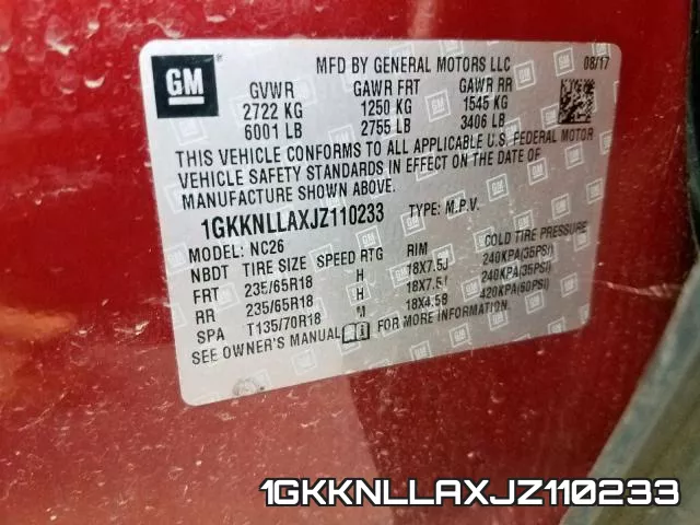 1GKKNLLAXJZ110233 фото 2
