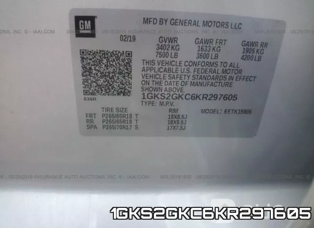 1GKS2GKC6KR297605 фото 10