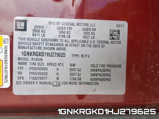 1GNKRGKD1HJ279625 фото 2