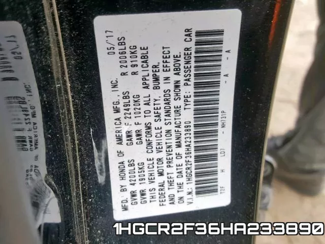 1HGCR2F36HA233890 фото 2
