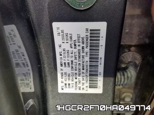 1HGCR2F70HA049774 фото 2