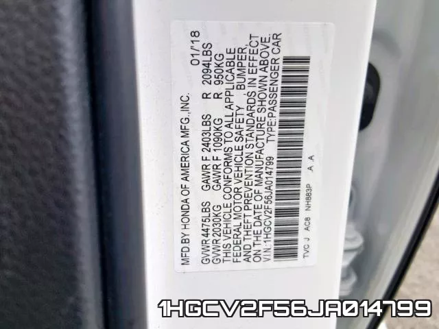 1HGCV2F56JA014799 фото 2