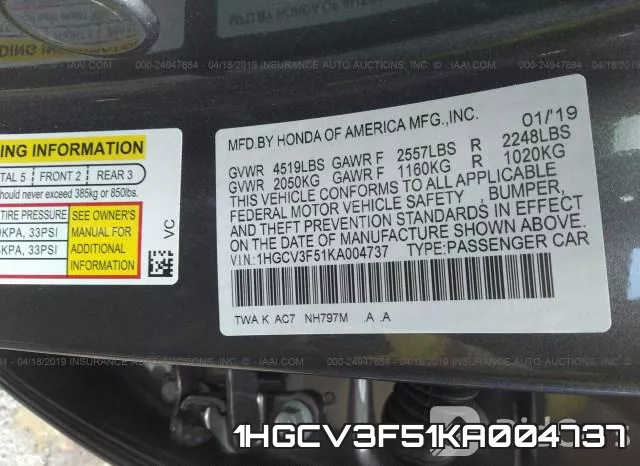 1HGCV3F51KA004737 фото 10