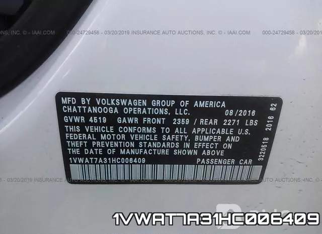 1VWAT7A31HC006409 фото 10