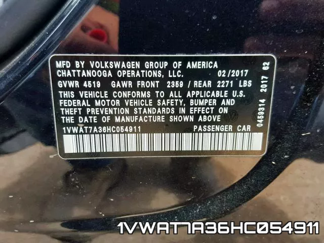 1VWAT7A36HC054911 фото 2