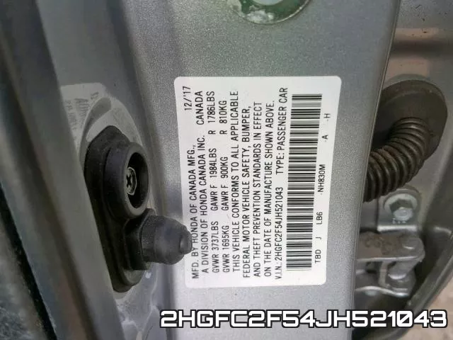 2HGFC2F54JH521043 фото 2