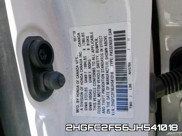 2HGFC2F56JH541018 фото 2