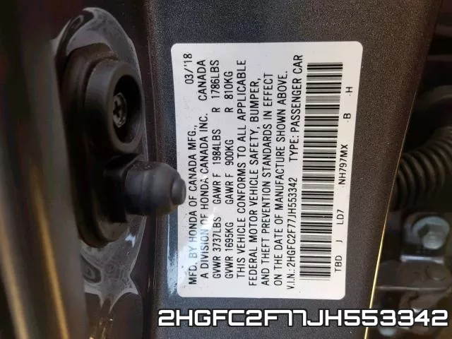 2HGFC2F77JH553342 фото 2