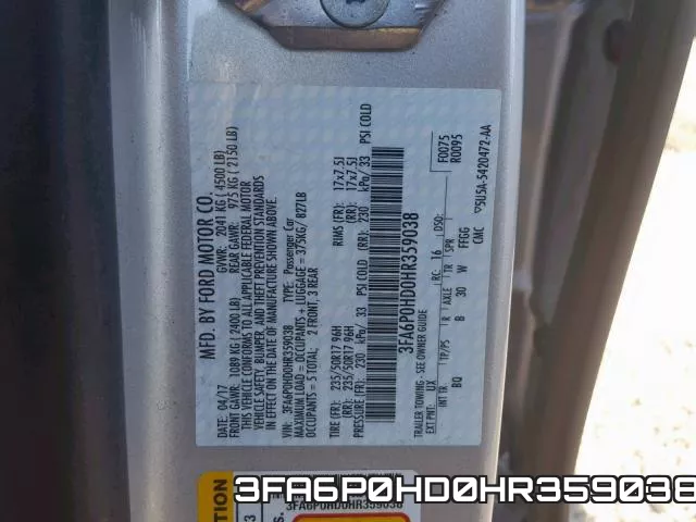 3FA6P0HD0HR359038 фото 2