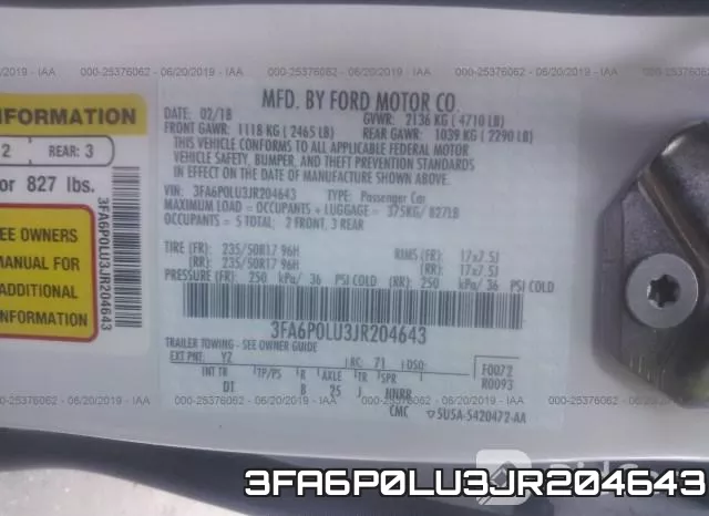 3FA6P0LU3JR204643 фото 10
