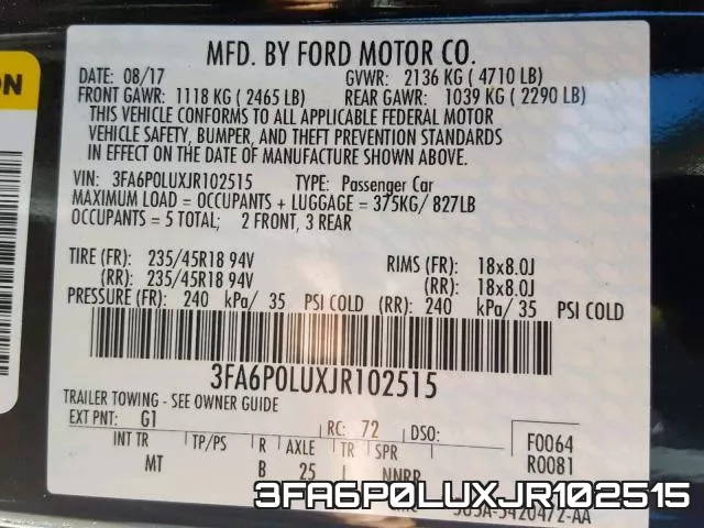 3FA6P0LUXJR102515 фото 2