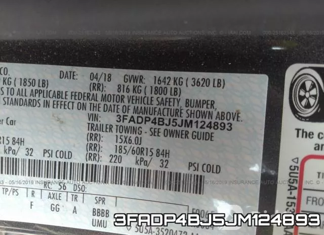 3FADP4BJ5JM124893 фото 10