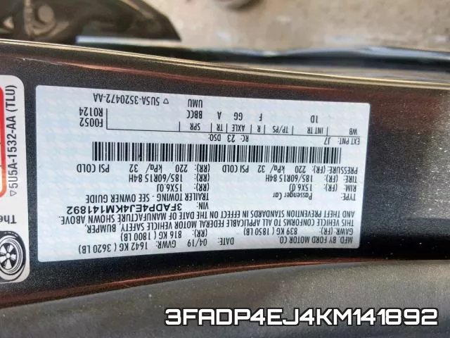 3FADP4EJ4KM141892 фото 2