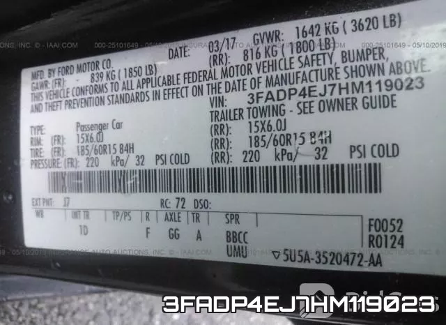 3FADP4EJ7HM119023 фото 10
