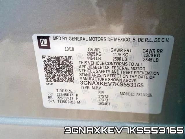 3GNAXKEV7KS553165 фото 2