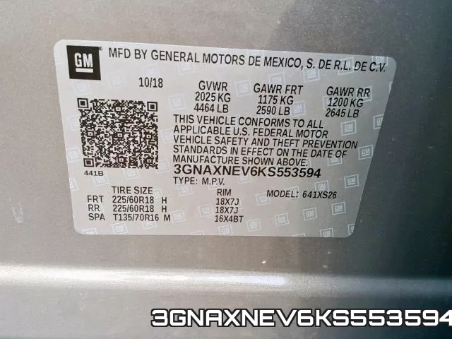 3GNAXNEV6KS553594 фото 2