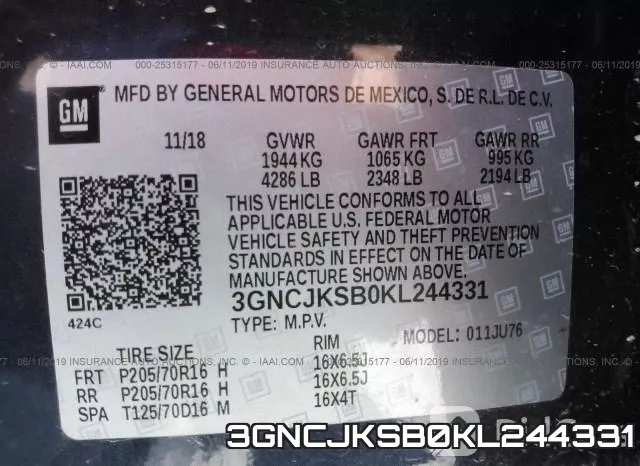 3GNCJKSB0KL244331 фото 10