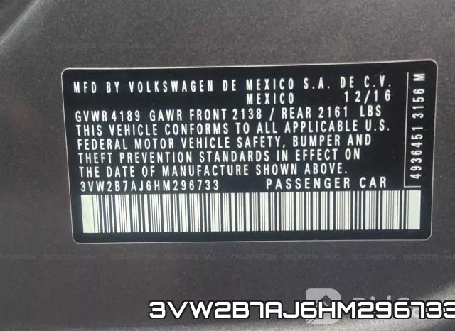 3VW2B7AJ6HM296733 фото 10