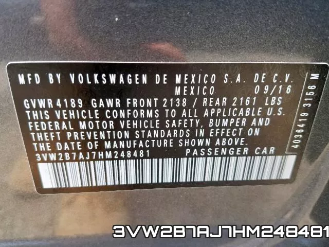 3VW2B7AJ7HM248481 фото 2