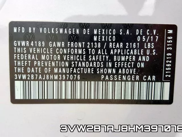 3VW2B7AJ8HM397076 фото 2