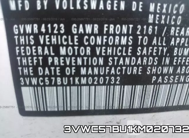 3VWC57BU1KM020732 фото 10