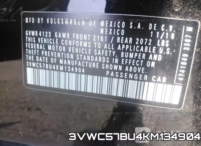 3VWC57BU4KM134904 фото 10