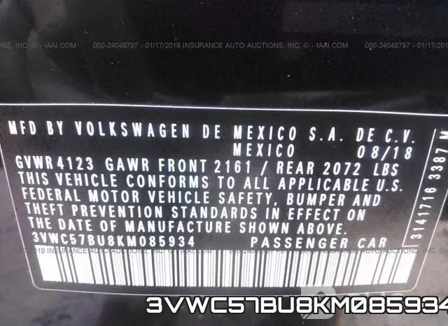 3VWC57BU8KM085934 фото 10