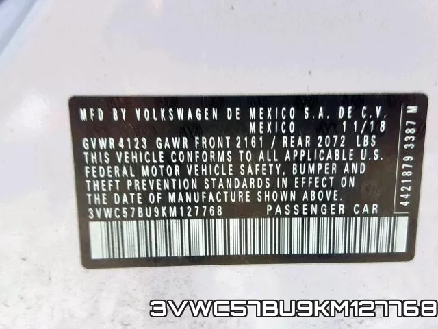 3VWC57BU9KM127768 фото 2