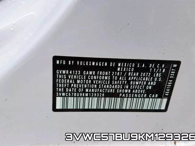 3VWC57BU9KM129326 фото 2