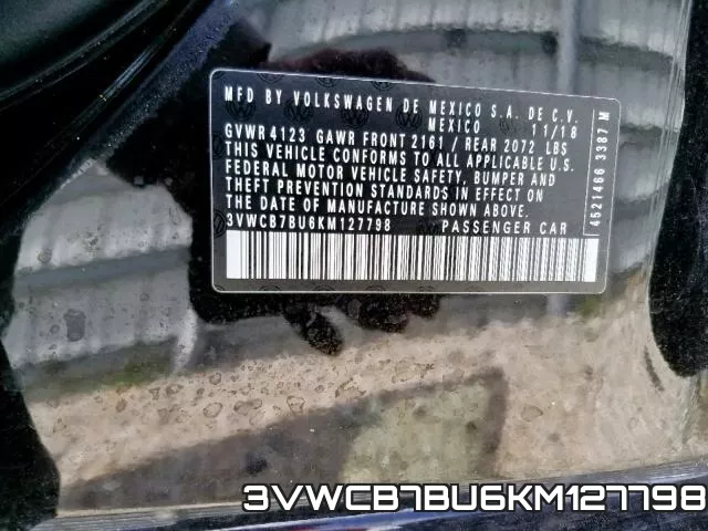 3VWCB7BU6KM127798 фото 2