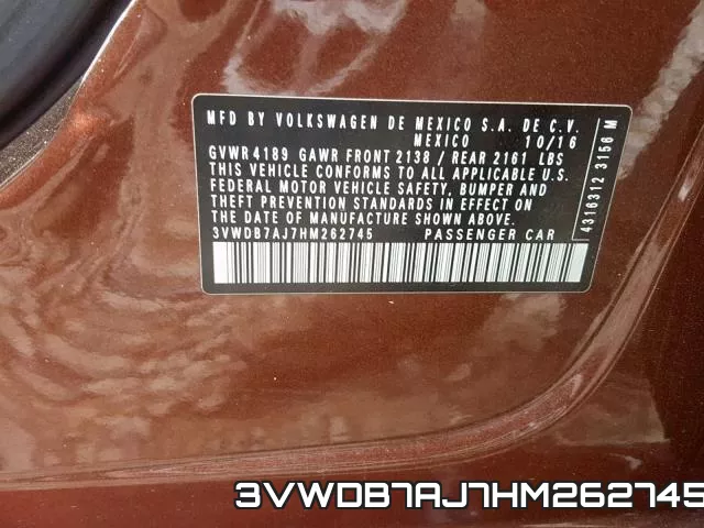 3VWDB7AJ7HM262745 фото 2